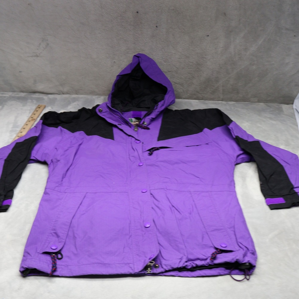 EMS Jacket Womens Small Purple Hooded Wind Rain Ripstop Hiking Outdoor Retro VTG